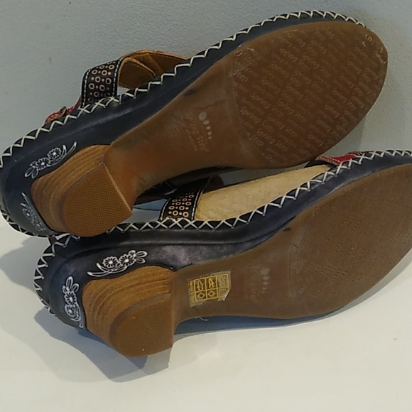 L'Artiste Spring Step Dreamer Size 41  Leather Strappy Heel Sandals Red Black - Picture 8 of 11